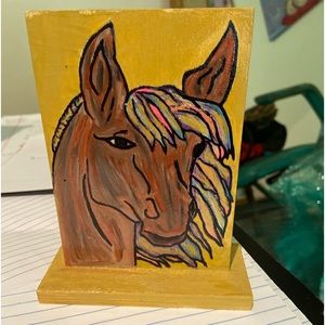 Wooden handmade acrylic paint horse decor